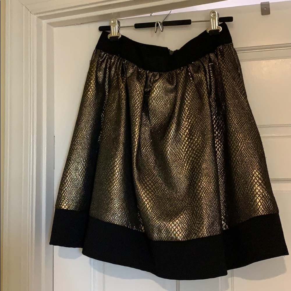 Gold metallic fit and flare party skirt